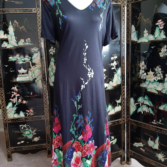 HP ๐ Floral Border Print V Neck Midi Dress - Picture 5 of 6